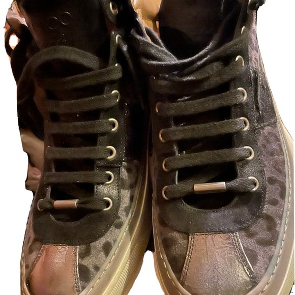 Jimmy Choo Belgravia Leopard men's black high-top sneakers US9 EU42 - Picture 2 of 12